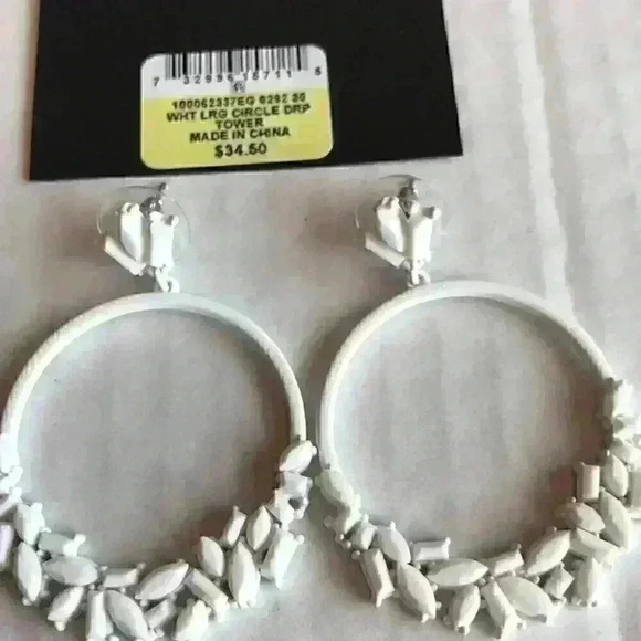 INC new Stone Cluster Drop Earrings in Whi… - Picture 6 of 8